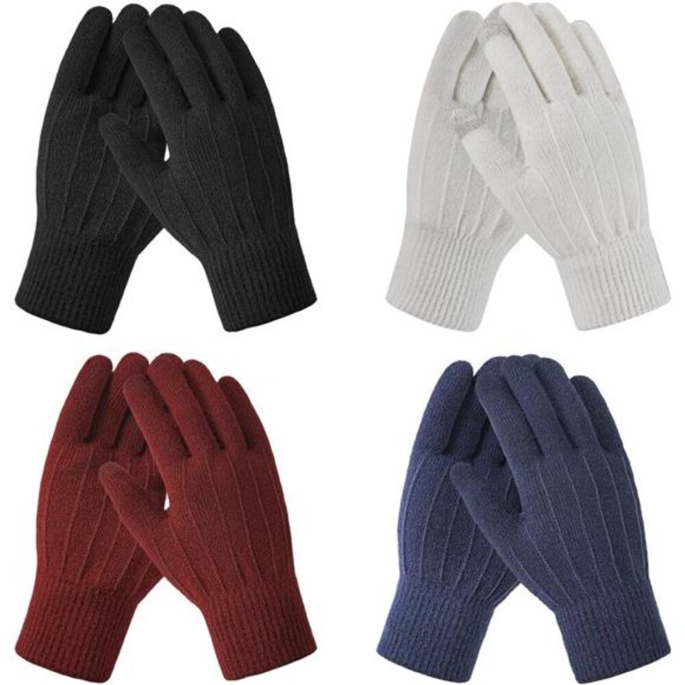 4 Pairs Winter Gloves Women Men Cold Weather Valentines